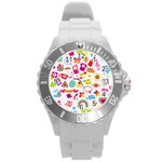 hipster kawaii  Round Plastic Sport Watch (L)