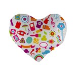 hipster kawaii  Standard 16  Premium Heart Shape Cushion 
