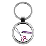 Scissors and Comb-Purple Key Chain (Round)