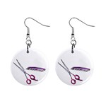 Scissors and Comb-Purple 1  Button Earrings