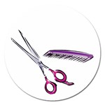 Scissors and Comb-Purple Magnet 5  (Round)