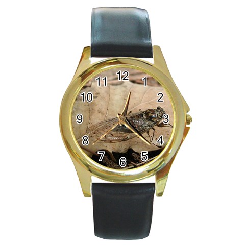 Harvest Fly Round Gold Metal Watch from ArtsNow.com Front