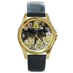 Wolf Teething Round Gold Metal Watch