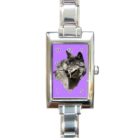 Wolf Head  Rectangular Italian Charm Watch from ArtsNow.com Front