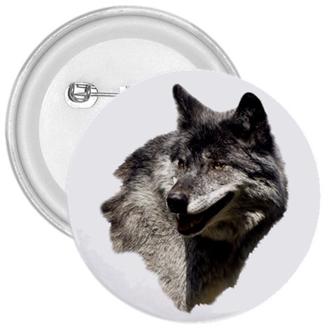 Wolf Head  3  Button from ArtsNow.com Front