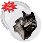 Wolf Head  3  Button (100 pack)