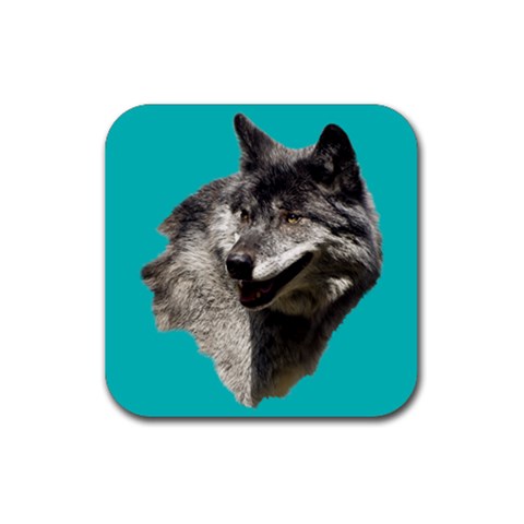 Wolf Head  Rubber Coaster (Square) from ArtsNow.com Front