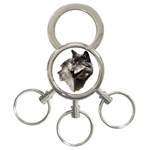 Wolf Head  3-Ring Key Chain