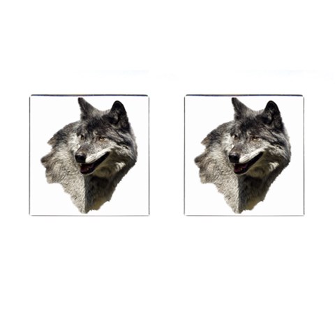 Wolf Head  Cufflinks (Square) from ArtsNow.com Front(Pair)