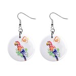 Scarlet Macaw 1  Button Earrings