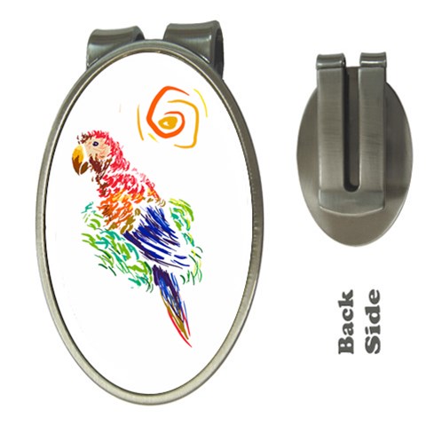 Scarlet Macaw Money Clip (Oval) from ArtsNow.com Front