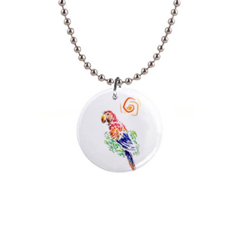 Scarlet Macaw 1  Button Necklace from ArtsNow.com Front