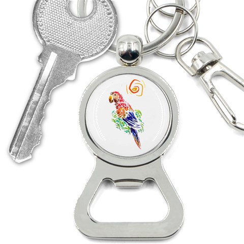 Scarlet Macaw Bottle Opener Key Chain from ArtsNow.com Front