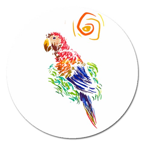 Scarlet Macaw Magnet 5  (Round) from ArtsNow.com Front
