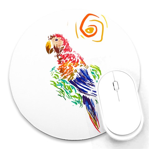 Scarlet Macaw Round Mousepad from ArtsNow.com Front