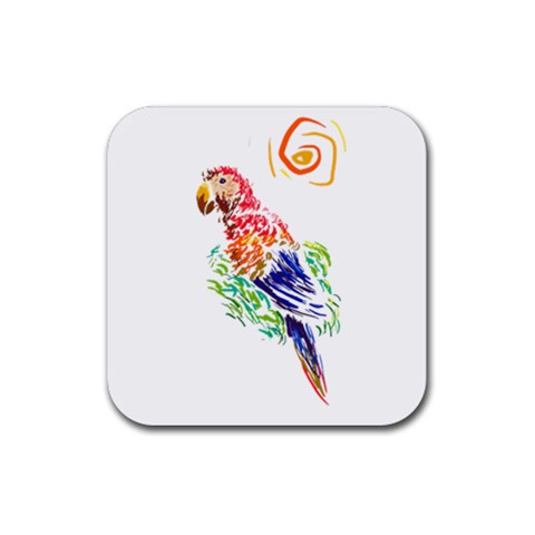 Scarlet Macaw Rubber Coaster (Square) from ArtsNow.com Front