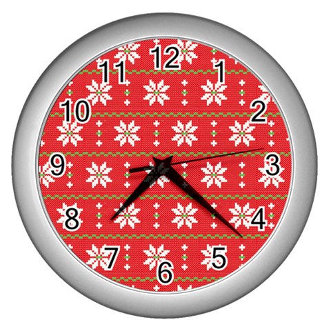 xmas0024 Wall Clock (Silver) from ArtsNow.com Front