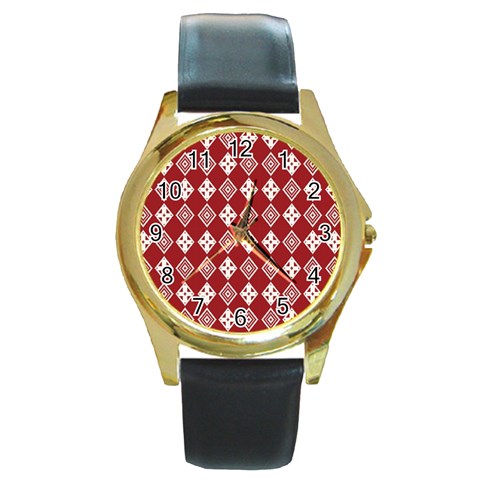 xmas0031 Round Gold Metal Watch from ArtsNow.com Front