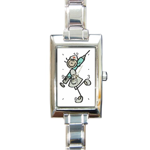 nurse stick Rectangular Italian Charm Watch from ArtsNow.com Front