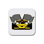 Yellow Racecar Rubber Coaster (Square)