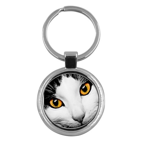 cat yellow eyes Key Chain (Round) from ArtsNow.com Front