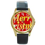 sxmas02 Round Gold Metal Watch