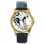 bone005 Round Gold Metal Watch