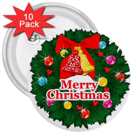 sxmas018 3  Button (10 pack) from ArtsNow.com Front
