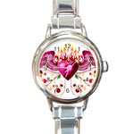 heart005 Round Italian Charm Watch