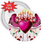 heart005 3  Button (100 pack)