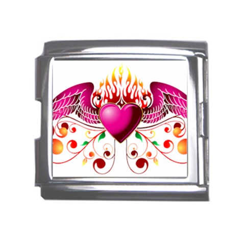 heart005 Mega Link Italian Charm (18mm) from ArtsNow.com Front