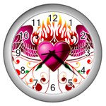 heart005 Wall Clock (Silver)