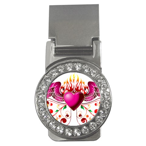 heart005 Money Clip (CZ) from ArtsNow.com Front
