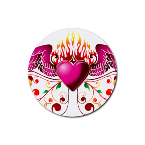 heart005 Rubber Round Coaster (4 pack) from ArtsNow.com Front