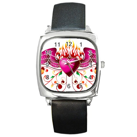 heart005 Square Metal Watch from ArtsNow.com Front