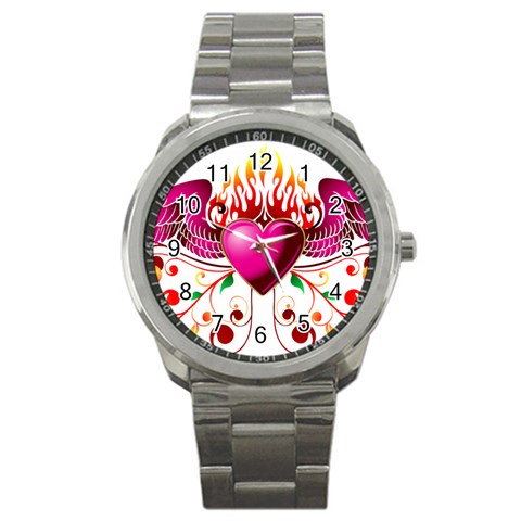 heart005 Sport Metal Watch from ArtsNow.com Front
