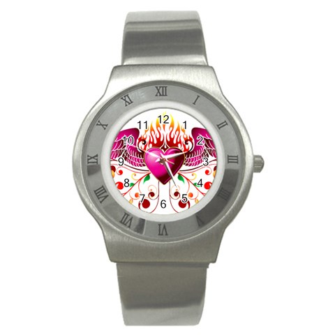 heart005 Stainless Steel Watch from ArtsNow.com Front