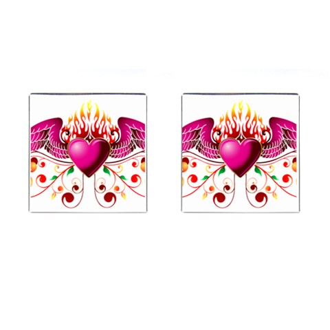 heart005 Cufflinks (Square) from ArtsNow.com Front(Pair)