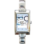 hipster happy Fathers Day  Rectangle Italian Charm Watch