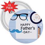 hipster happy Fathers Day  3  Button (10 pack)