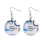 hipster happy Fathers Day  1  Button Earrings