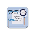 hipster happy Fathers Day  Rubber Coaster (Square)