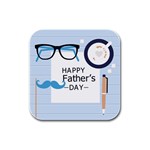hipster happy Fathers Day  Rubber Square Coaster (4 pack)