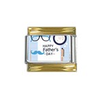 hipster happy Fathers Day  Gold Trim Italian Charm (9mm)