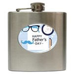 hipster happy Fathers Day  Hip Flask (6 oz)
