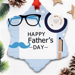 hipster happy Fathers Day  Snowflake Ornament (Two Sides)
