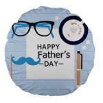 hipster happy Fathers Day  Large 18  Premium Flano Round Cushion 