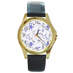 Fathers Day doodle Round Gold Metal Watch