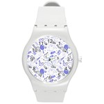 Fathers Day doodle Round Plastic Sport Watch (M)