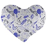 Fathers Day doodle Large 19  Premium Heart Shape Cushion